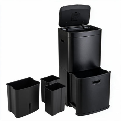 13 Gal Kitchen Trash Can with 3 Removable Bins