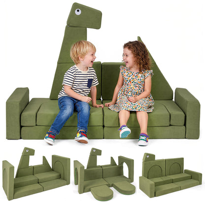 13-Piece Modular Kids Play Couch - Soft Velvet Foam Set