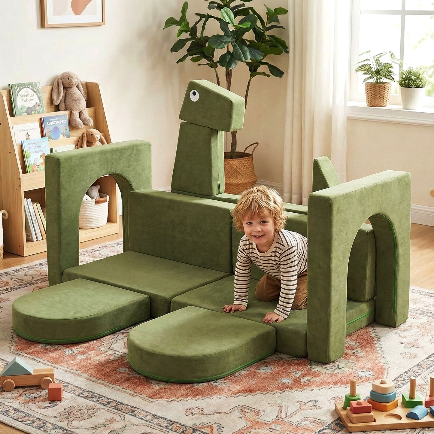 13-Piece Modular Kids Play Couch - Soft Velvet Foam Set
