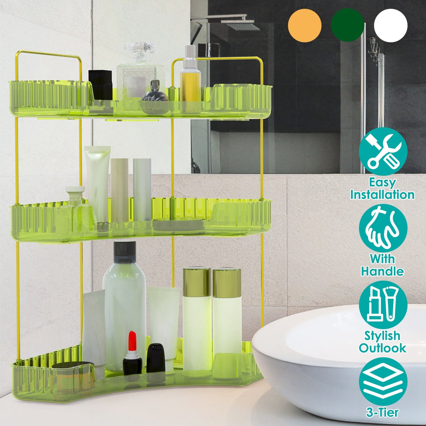 3-Tier Corner Countertop Organizer for Bathroom & Vanity