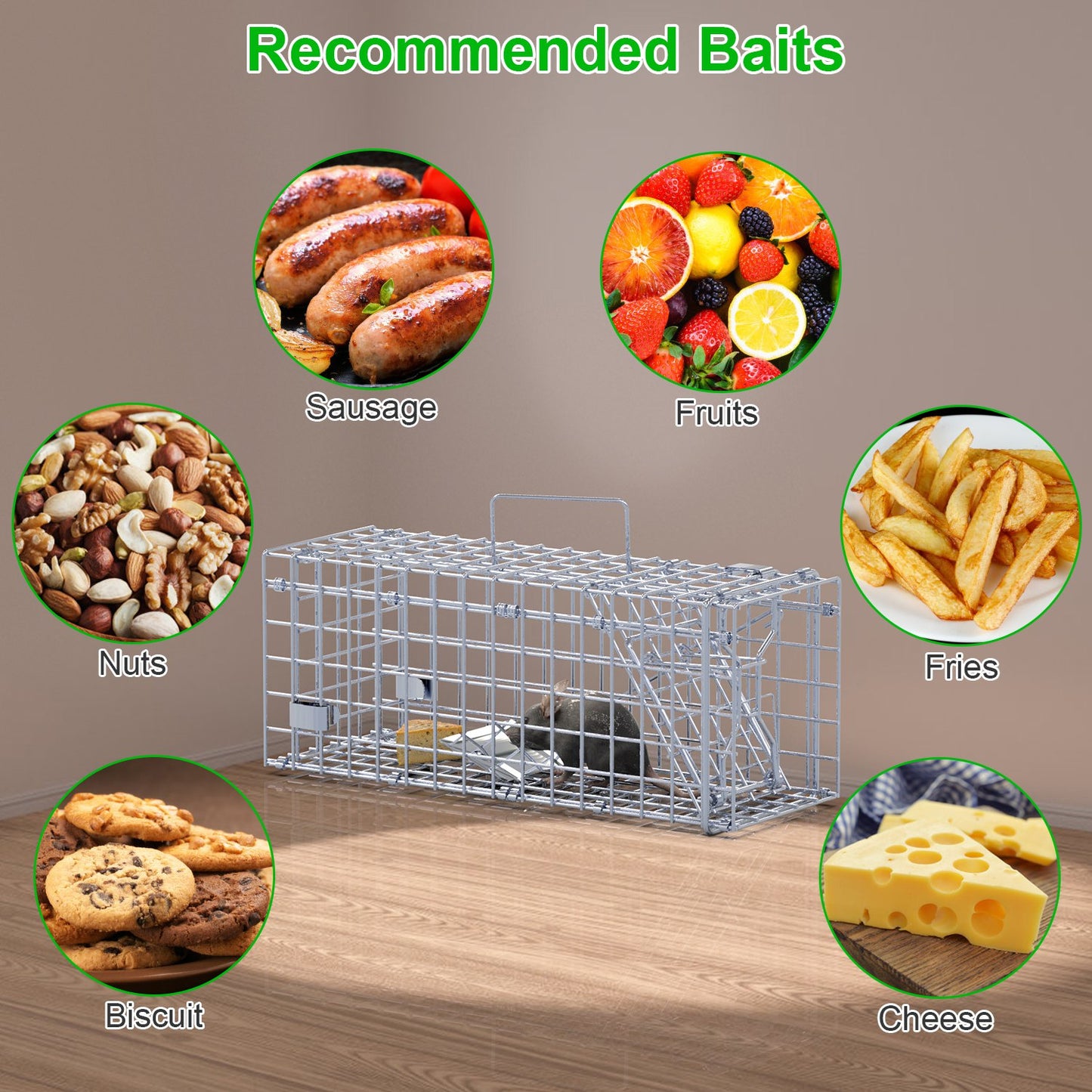 Foldable Humane Rat Trap Cage - 2 Pack Galvanized Steel