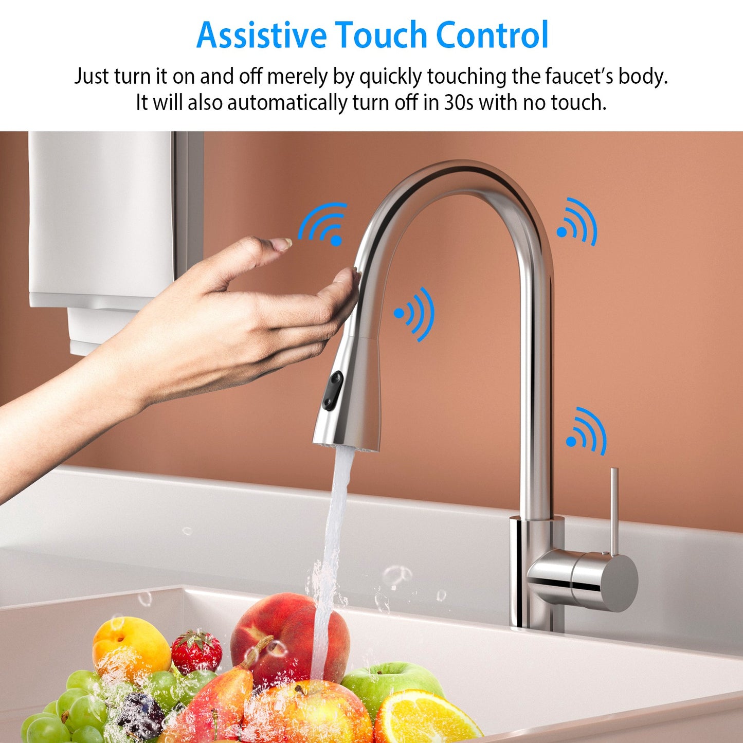Touch Sensor Kitchen Faucet with Pull-Out Sprayer