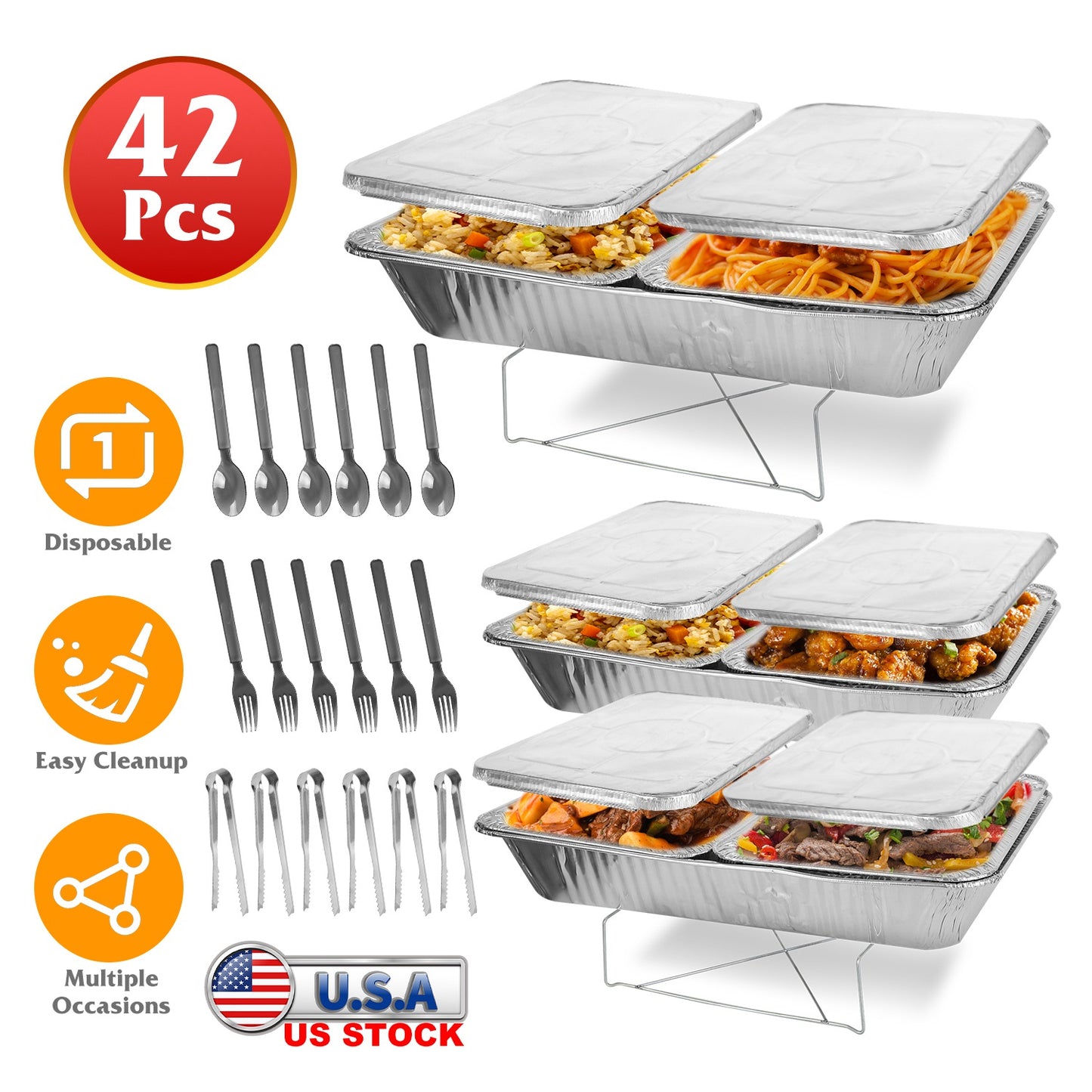 Disposable Chafing Dish Buffet Set - 42 Piece Complete Kit