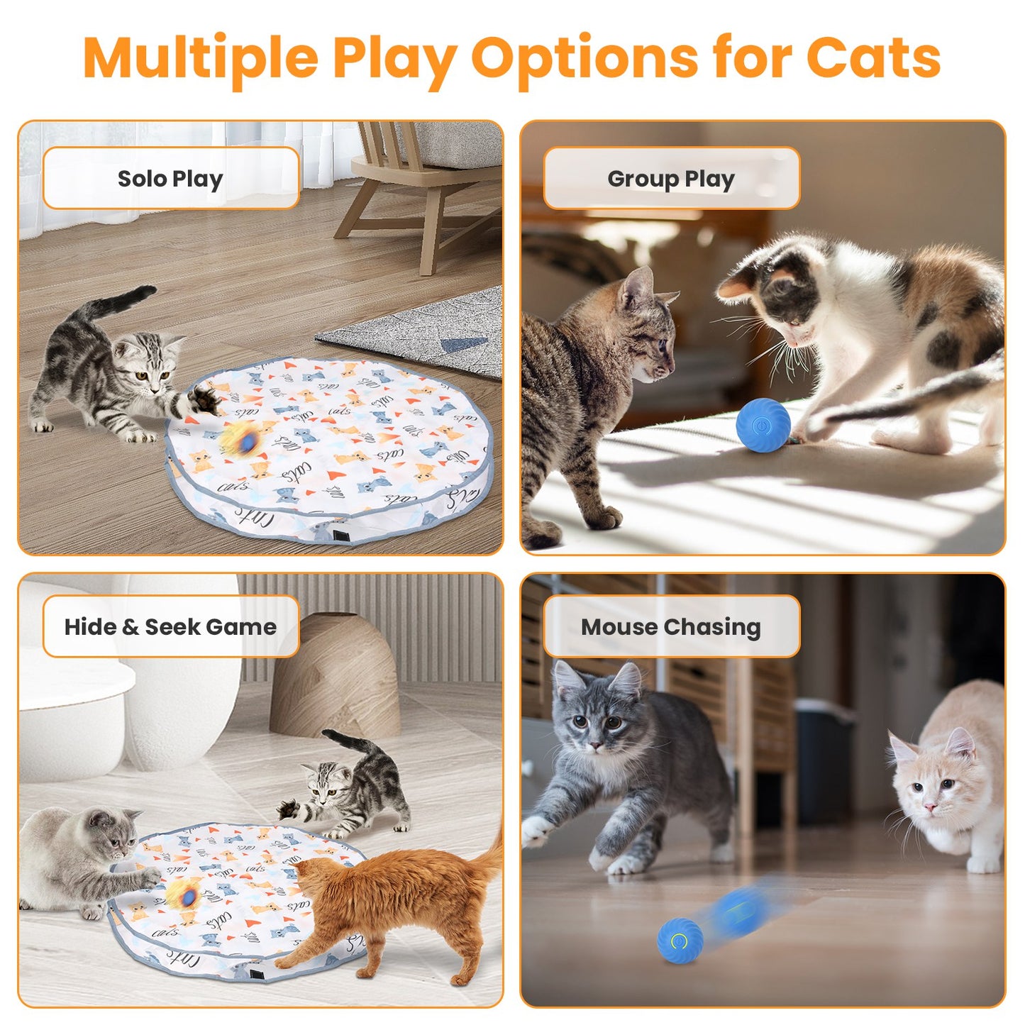 Interactive Motion Activated Cat Toy Ball with Rechargeable Battery