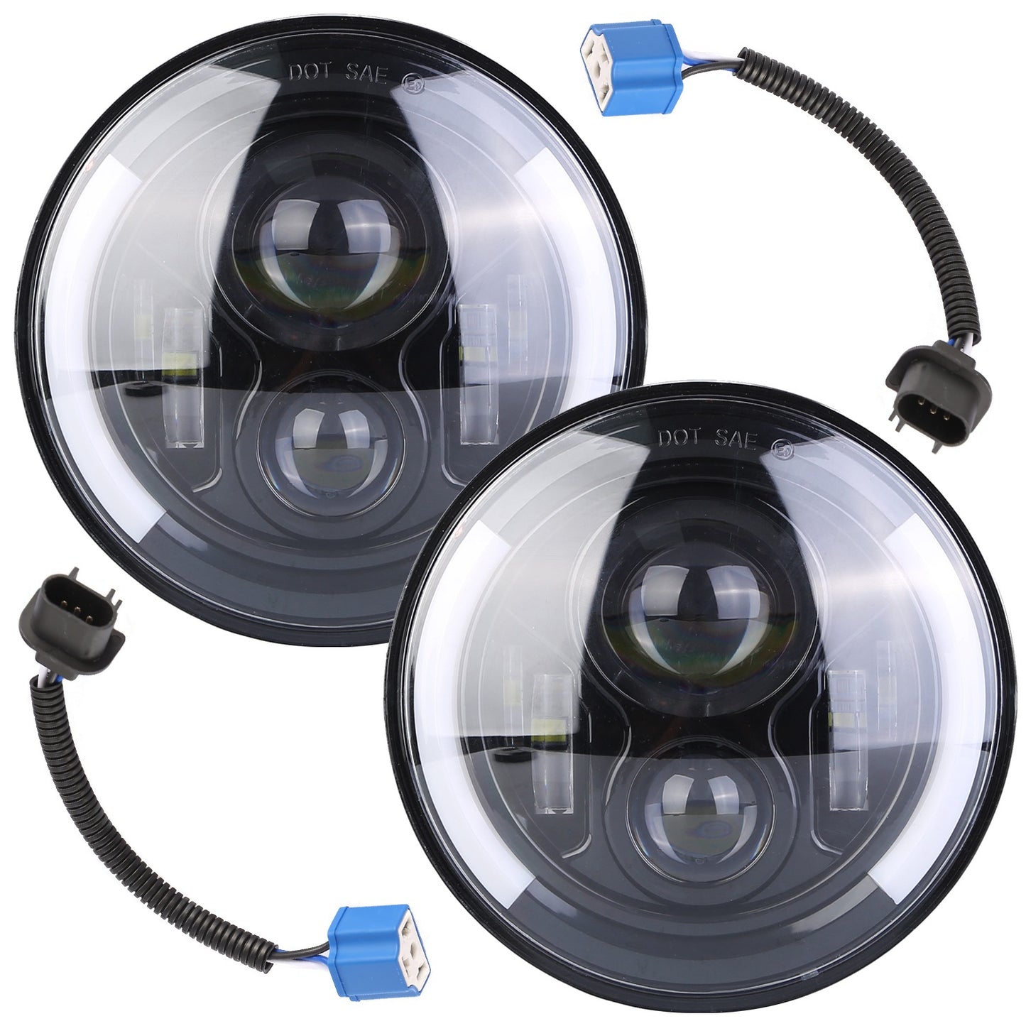 7 Inch Round LED Headlight with Halo DRL & Turn Signal