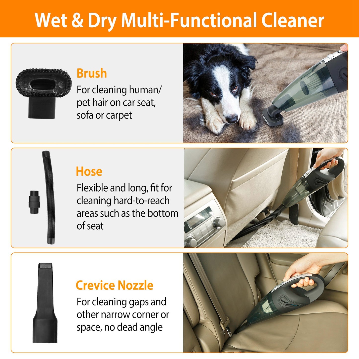 Cordless Handheld Car Vacuum Cleaner with 4800PA Suction