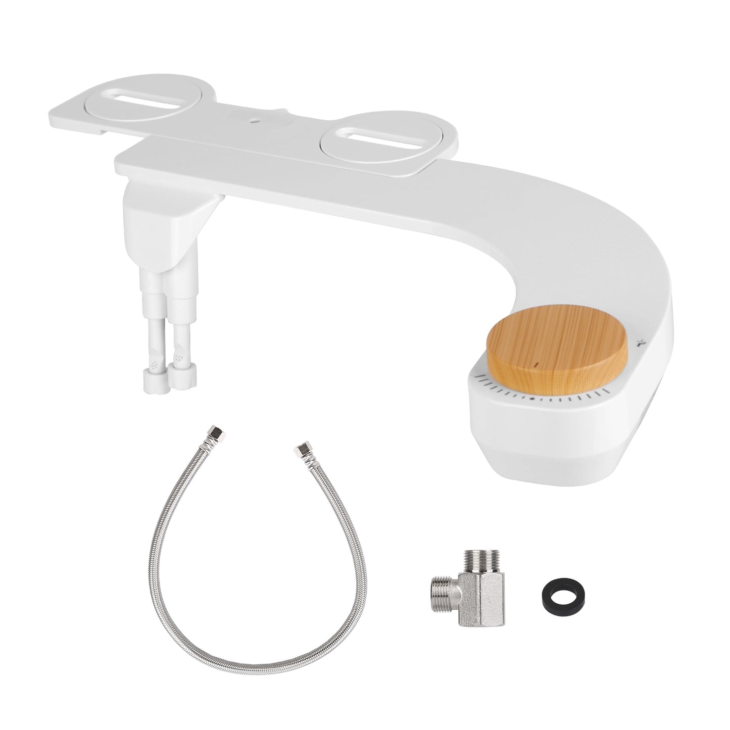 Bidet Attachment with Dual Nozzles and Water Flow Control