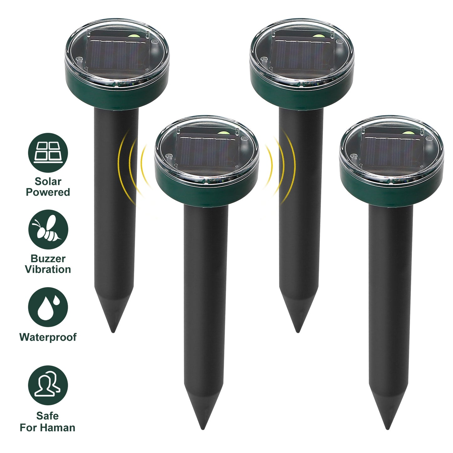 Solar Mole Repeller Stakes - 4 Pack Sonic Gopher Deterrent