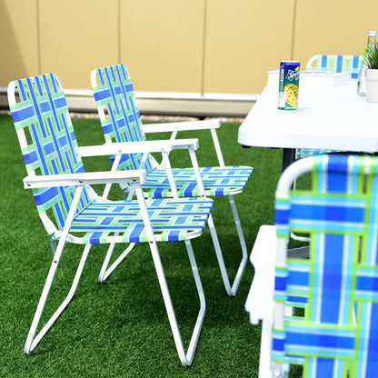 Folding Beach Chair Set of 6 with Steel Frame