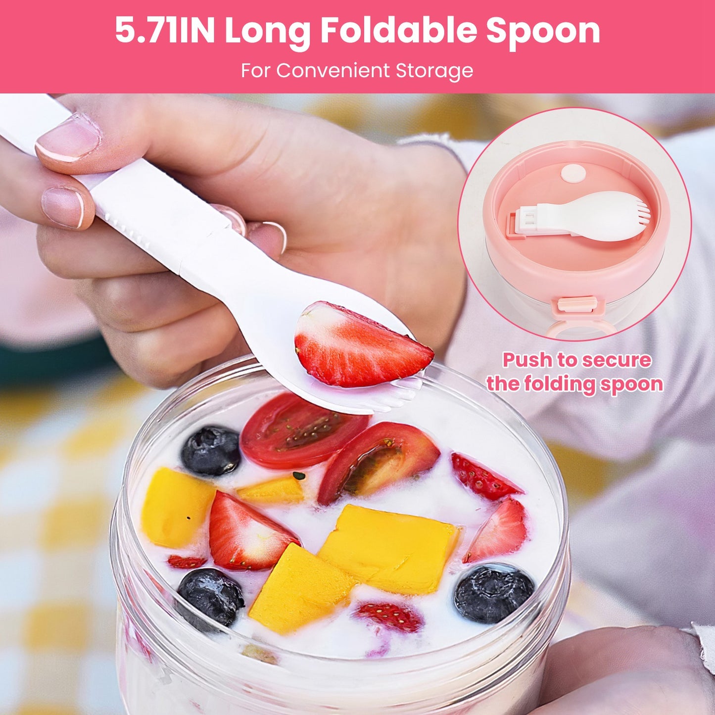 Overnight Oats Containers with Lids and Spoons, 20oz, 4-Pack