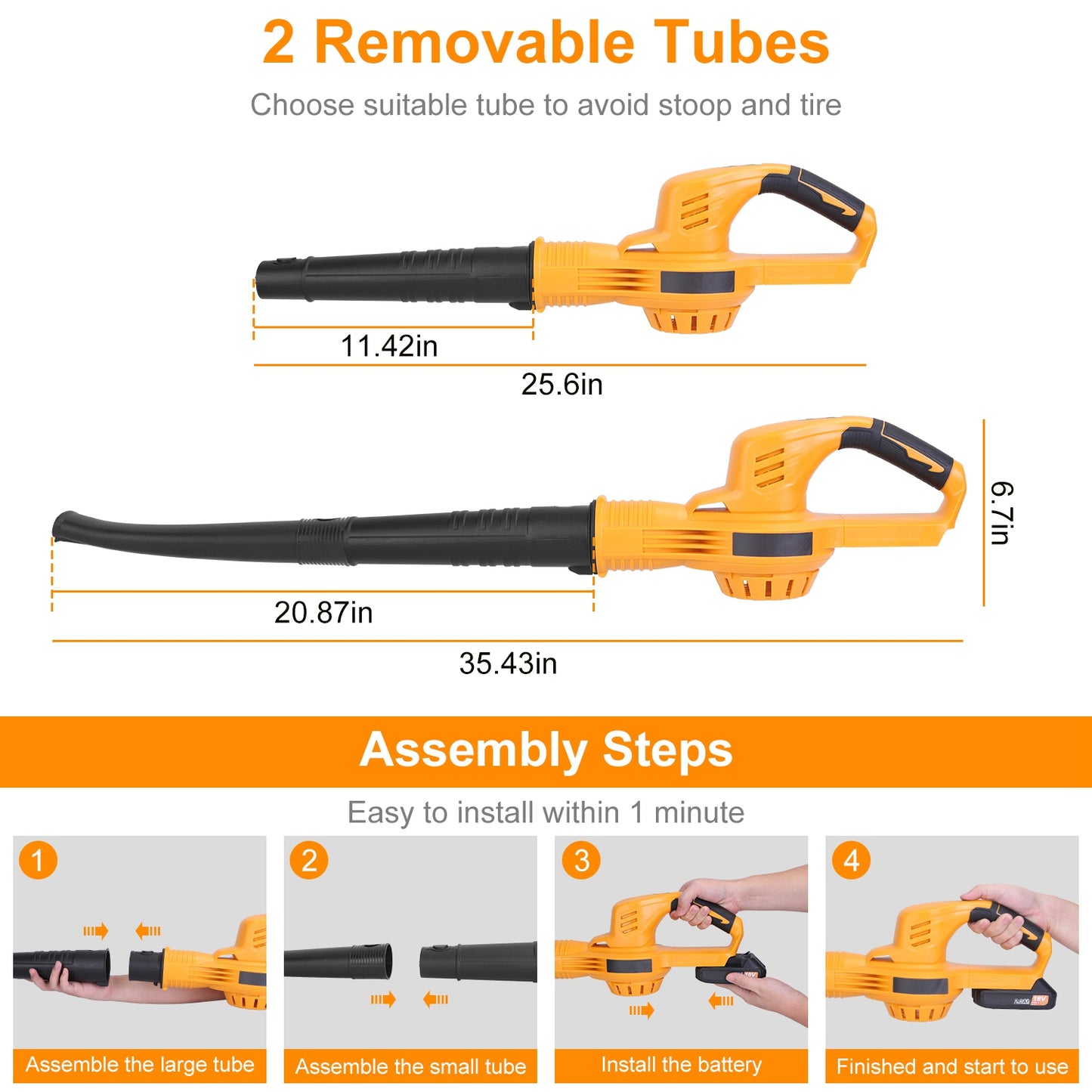 Cordless Leaf Blower 124MPH with 2 Batteries & Charger
