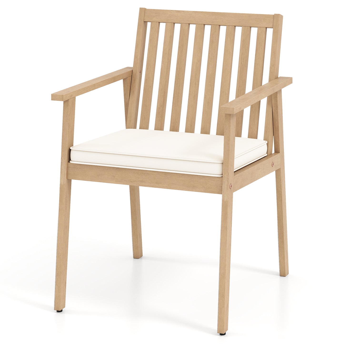 Acacia Wood Patio Dining Chairs with Removable Cushions (Set of 2)