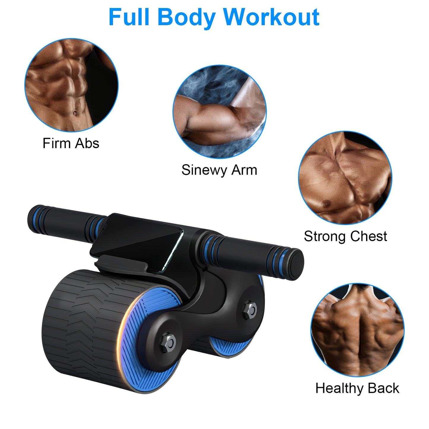 Automatic Rebound AB Roller Wheel with Kneel Pad & Phone Holder