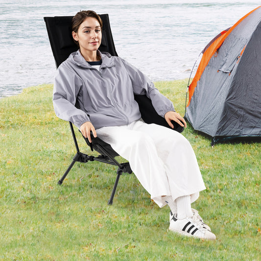 High Back Portable Camping Chair with Pillow and Carry Bag