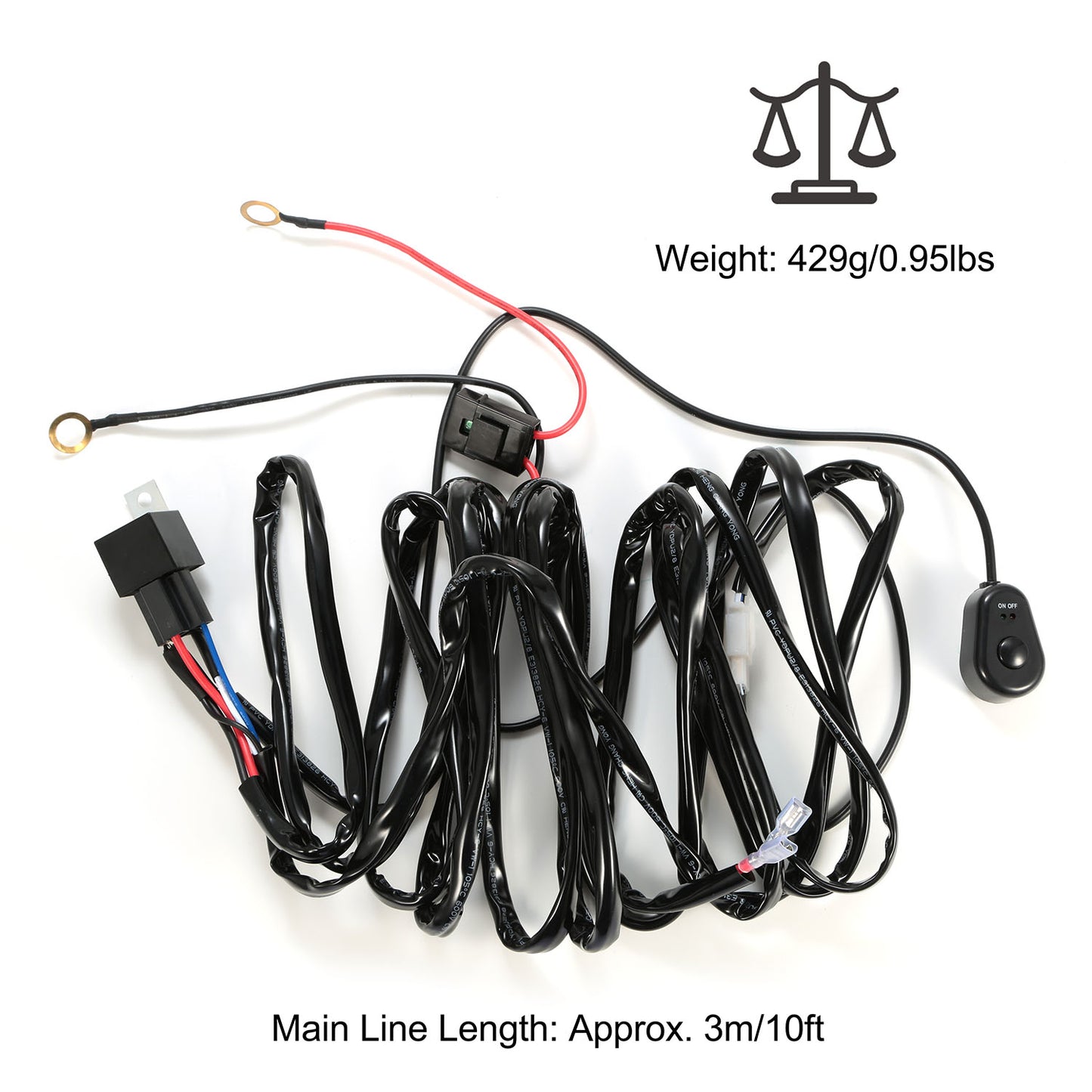 LED Light Bar Wiring Harness Kit 280W 12V 40A with Switch