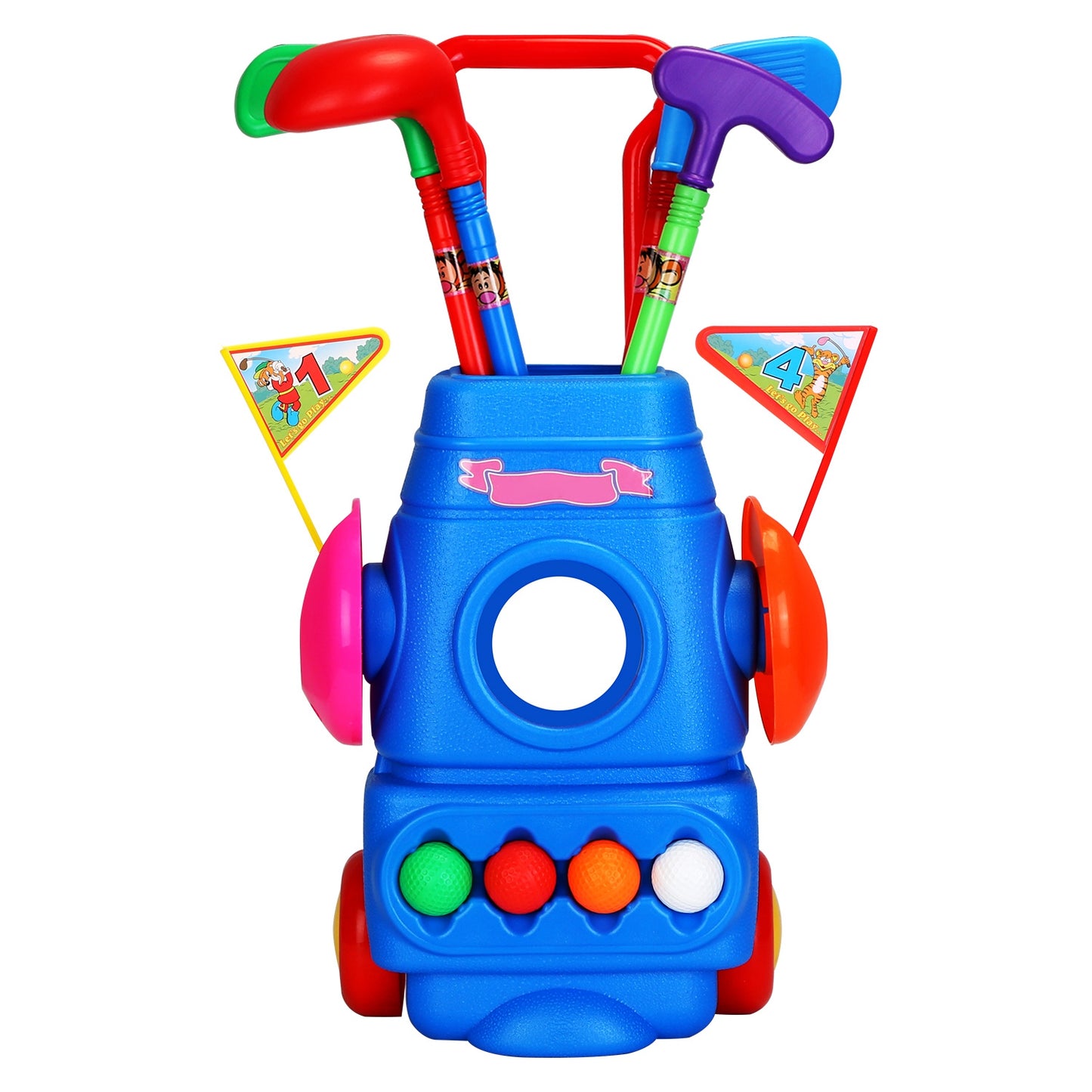 Toddler Golf Set with Cart, 4 Clubs, Balls & Flags