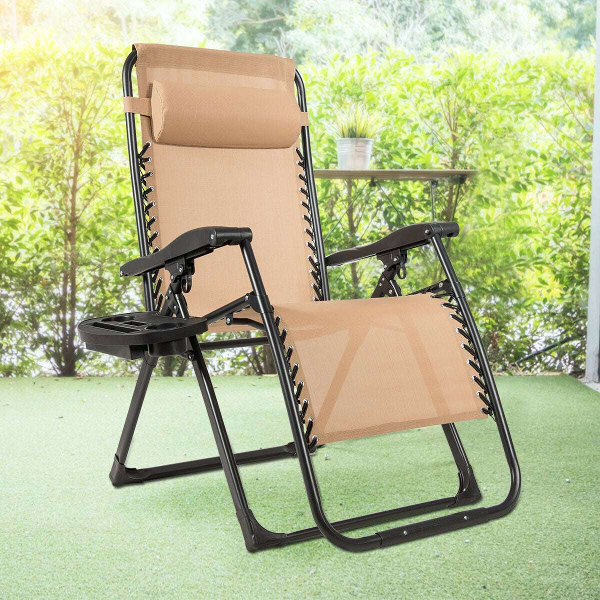 Oversized Zero Gravity Lounge Chair with Cup Holder - 500 lbs