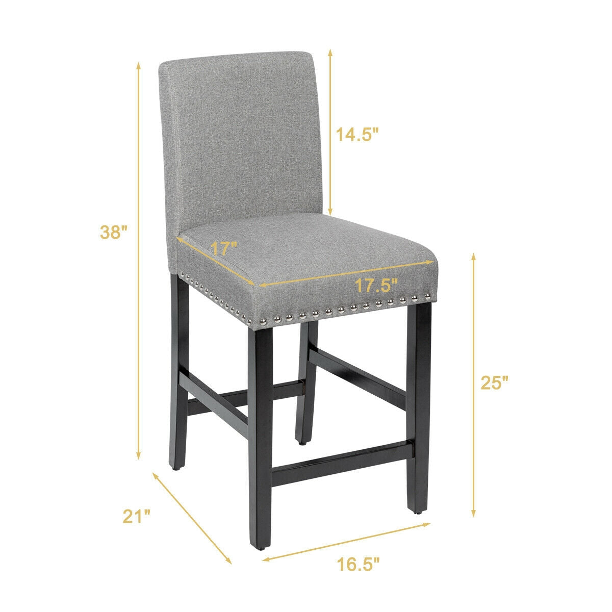 25 Inch Upholstered Bar Stool with Curved Backrest