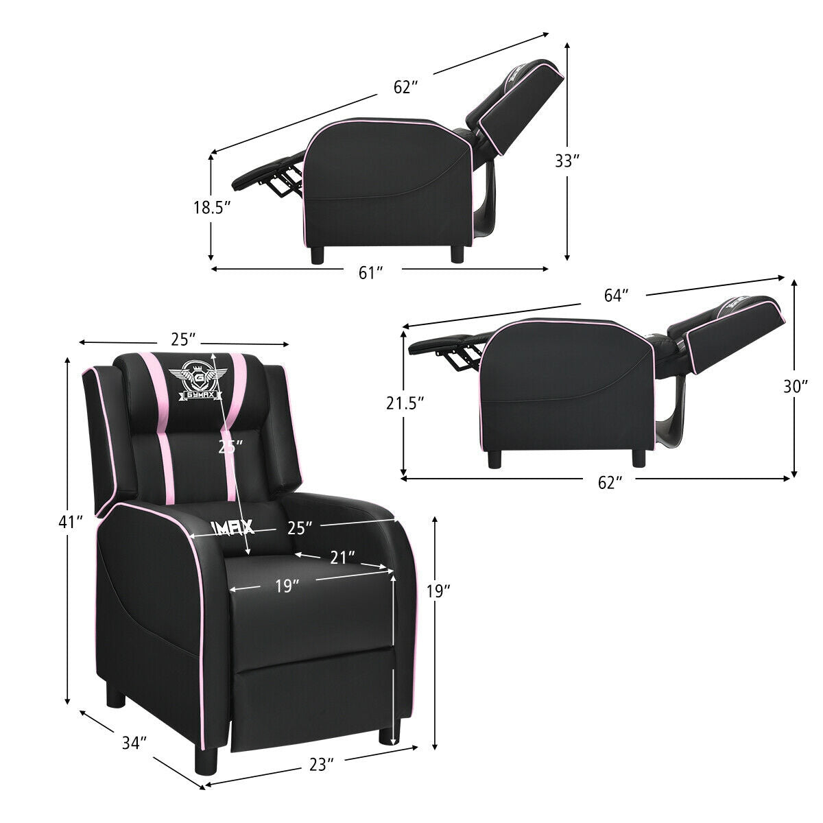Gaming Recliner Chair with Massage and Footrest