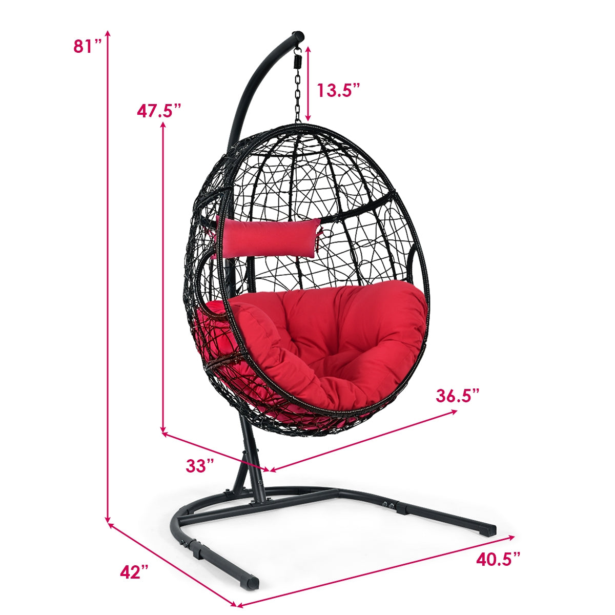 Hanging Hammock Chair with Stand and Cushion