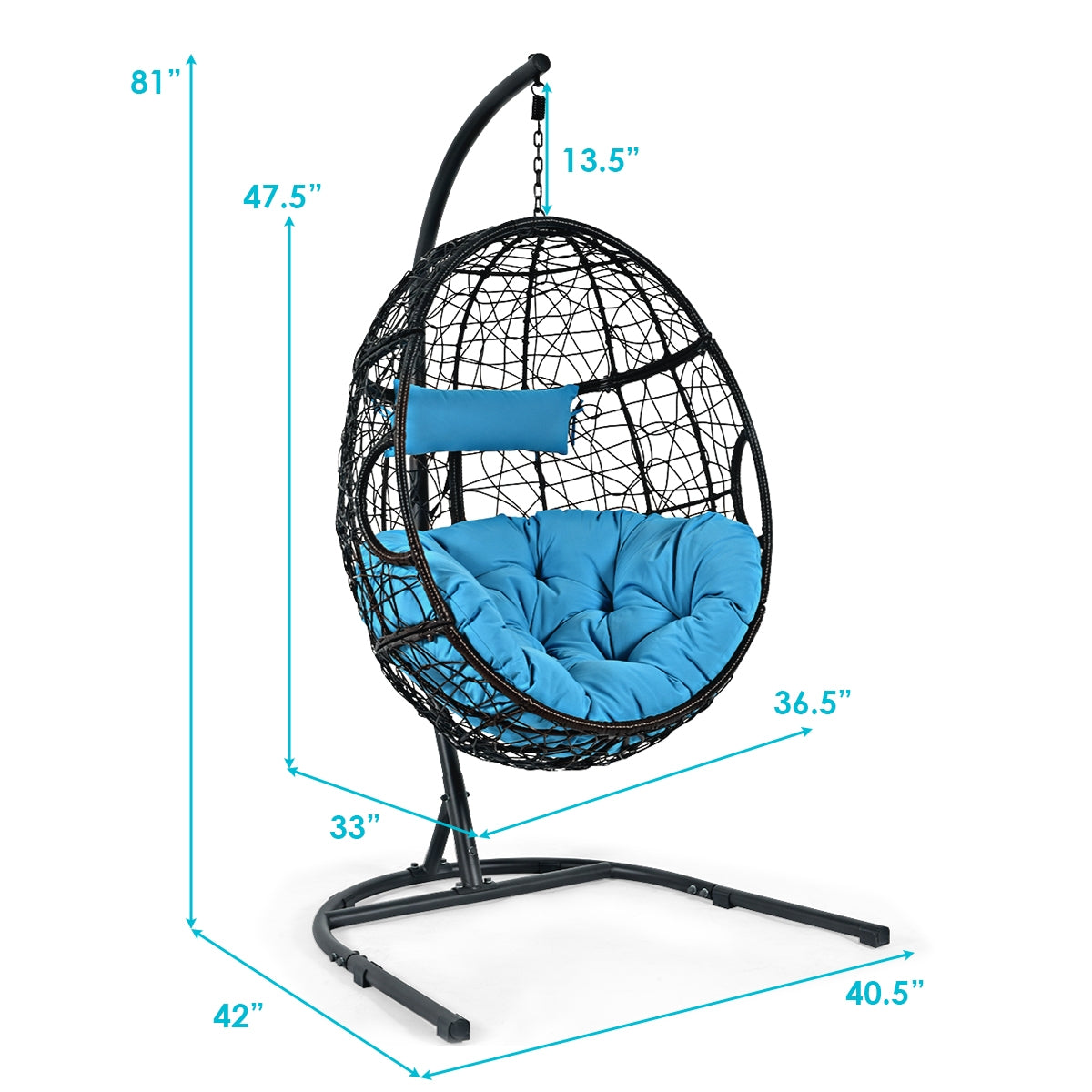 Hanging Hammock Chair with Stand and Cushion