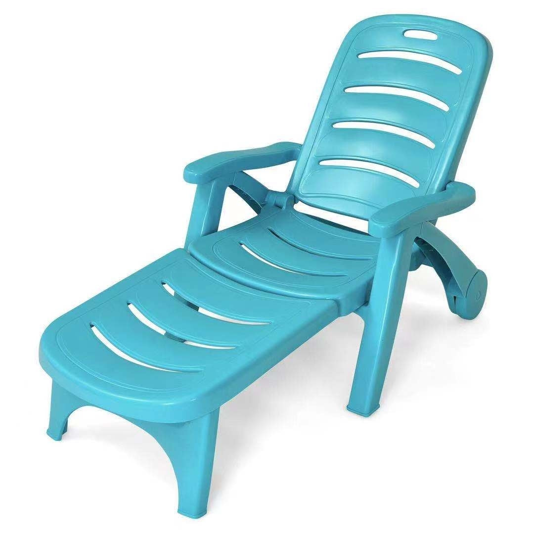 Adjustable Folding Chaise Lounge Chair with Wheels