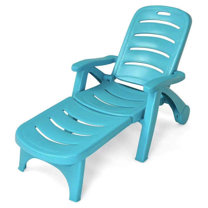 Adjustable Folding Chaise Lounge Chair with Wheels