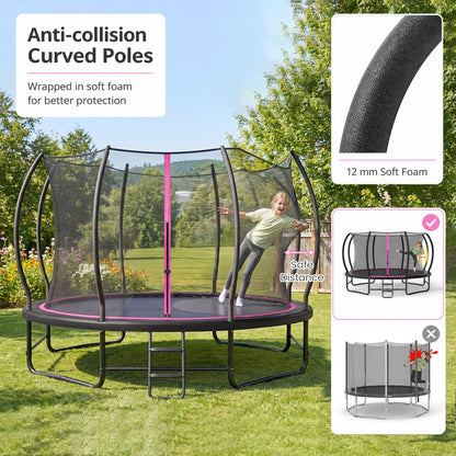 14 FT Outdoor Recreational Trampoline with 4 Stabilizer Bars for Backyard