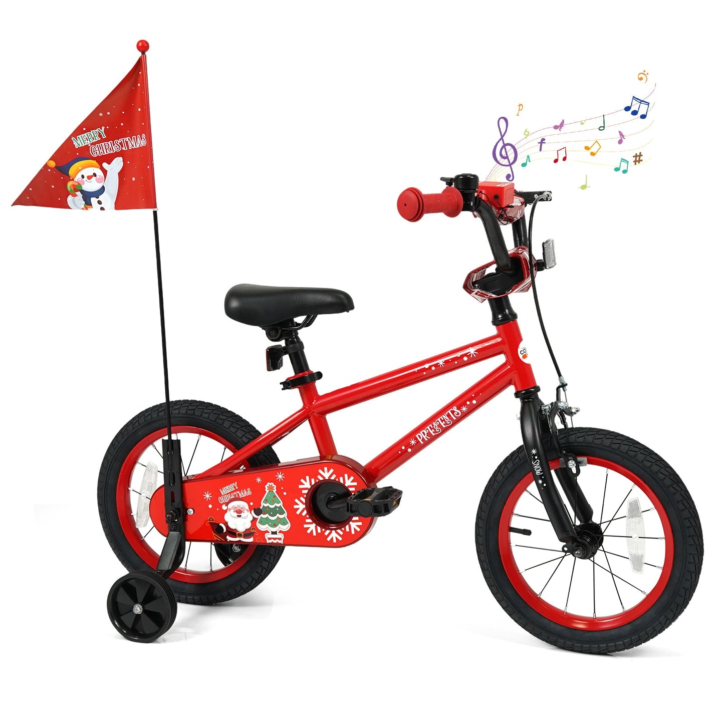 Kids Bike 12-18 Inch with Training Wheels & Christmas Music