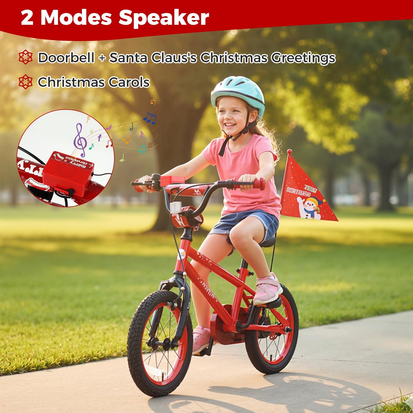 Kids Bike 12-18 Inch with Training Wheels & Christmas Music