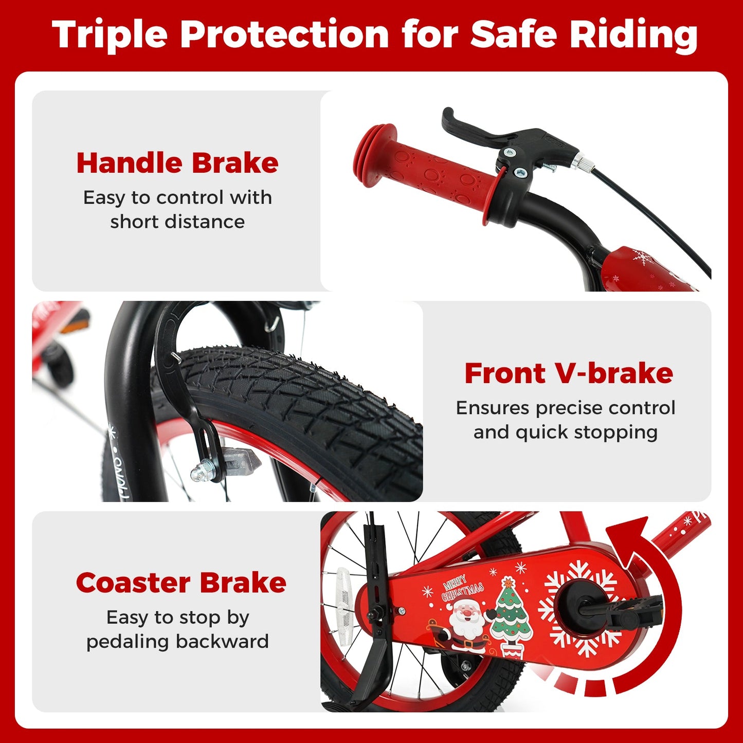 Kids Bike 12-18 Inch with Training Wheels & Christmas Music