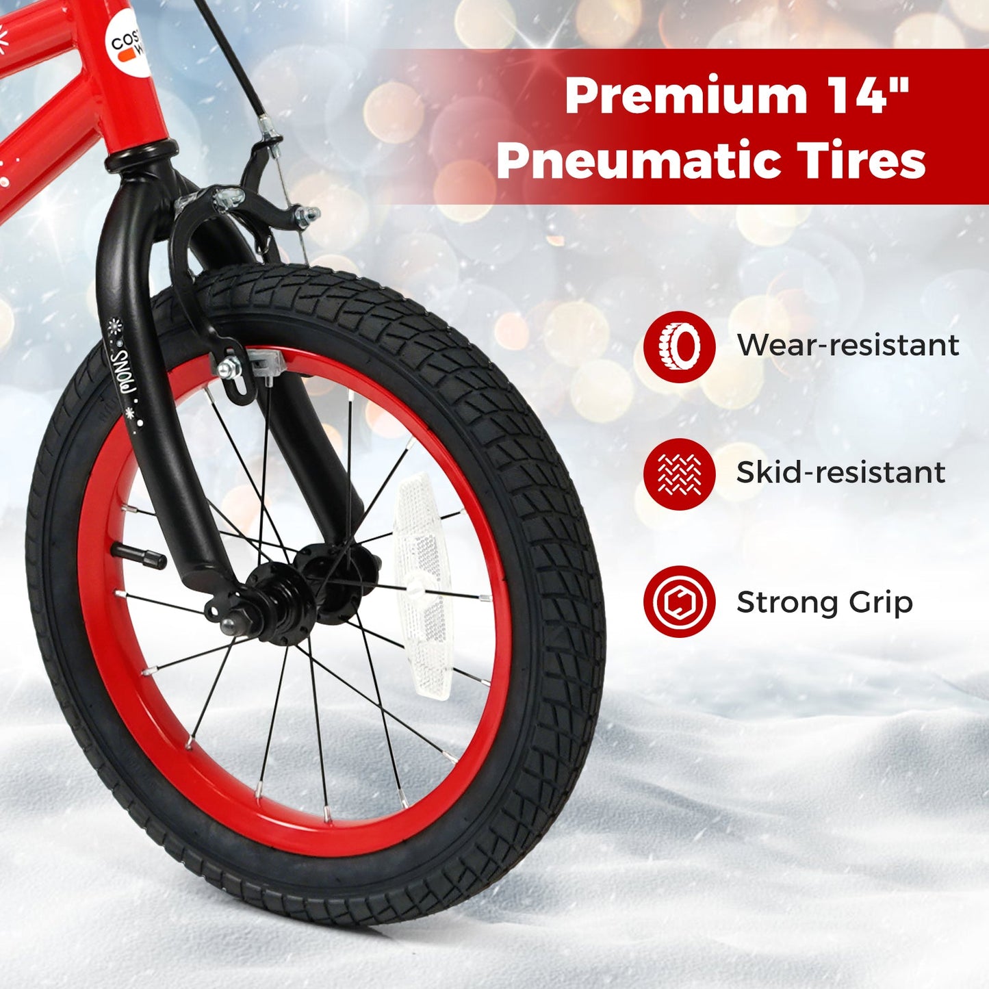 Kids Bike 12-18 Inch with Training Wheels & Christmas Music