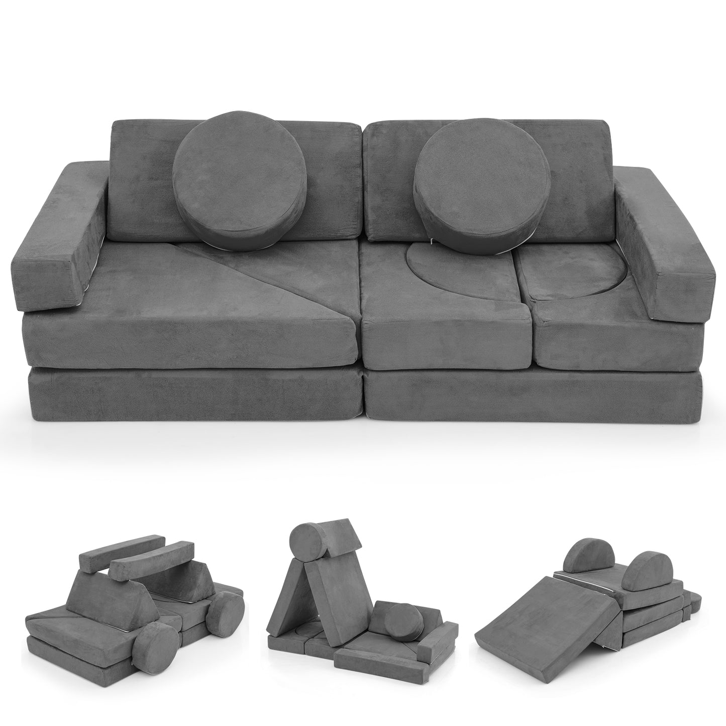 14-Piece Modular Kids Play Couch Set with Removable Covers