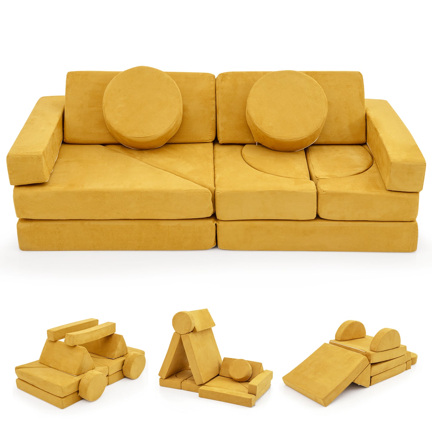 14-Piece Modular Kids Play Couch Set with Removable Covers