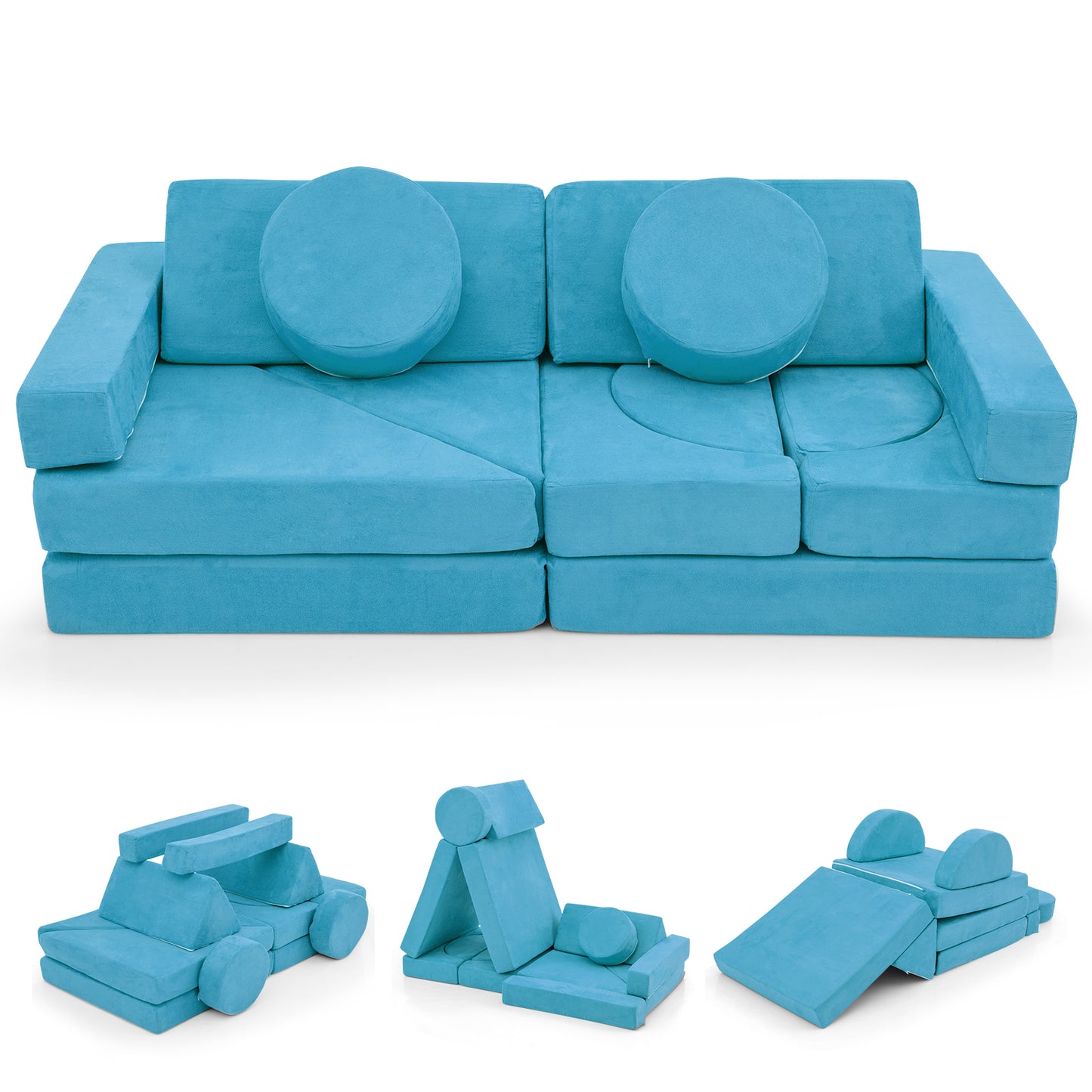14-Piece Modular Kids Play Couch Set with Removable Covers