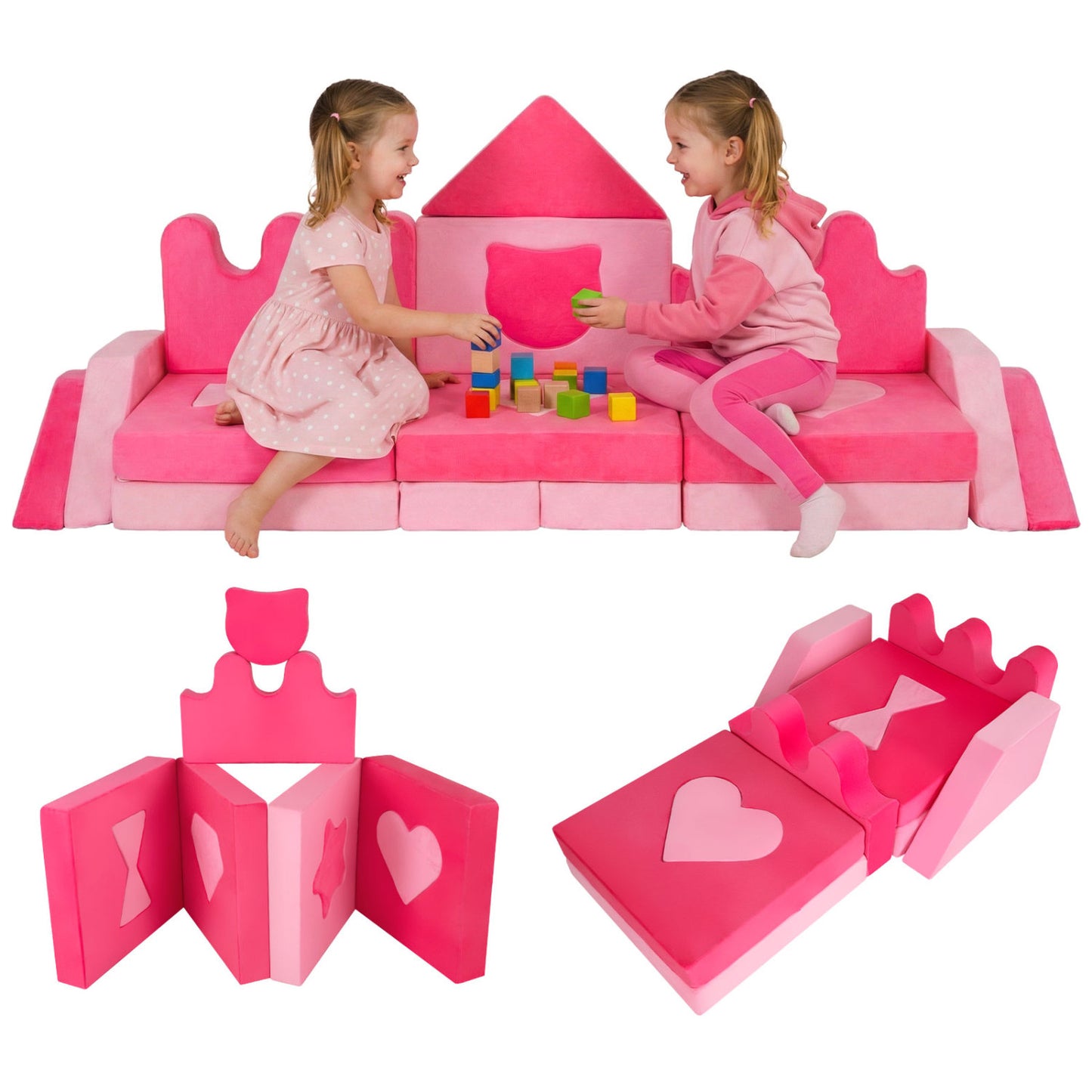 Kids Play Couch 14-Piece Modular Foam Climbing Blocks