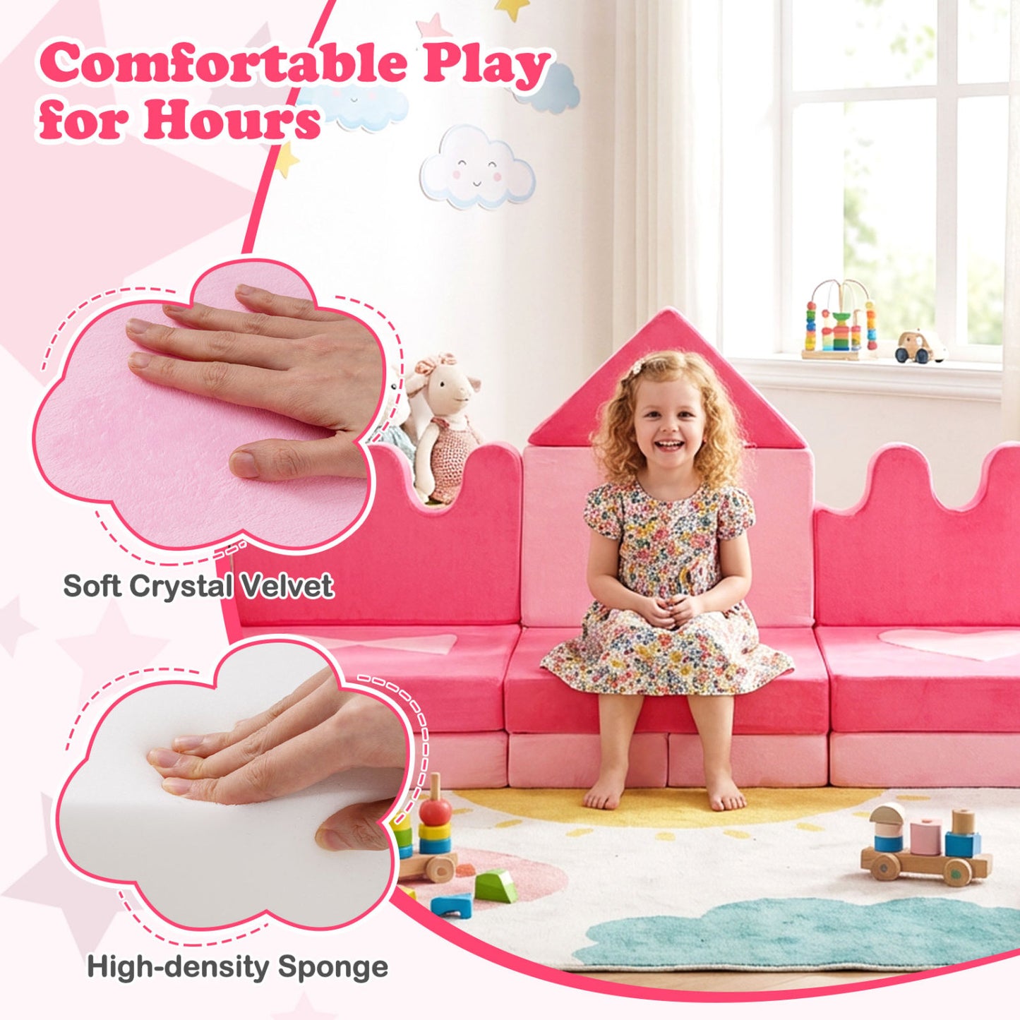 Kids Play Couch 14-Piece Modular Foam Climbing Blocks