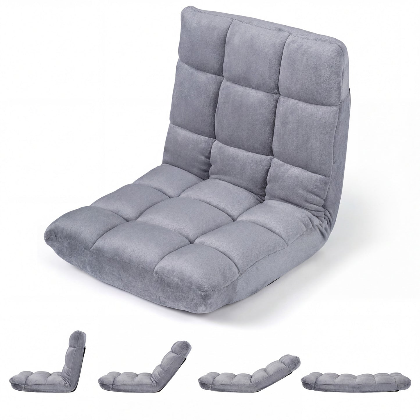 14-Position Adjustable Floor Chair with Padded Cushion