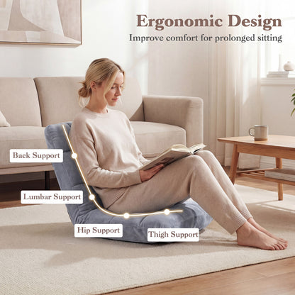 14-Position Adjustable Floor Chair with Padded Cushion