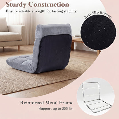 14-Position Adjustable Floor Chair with Padded Cushion