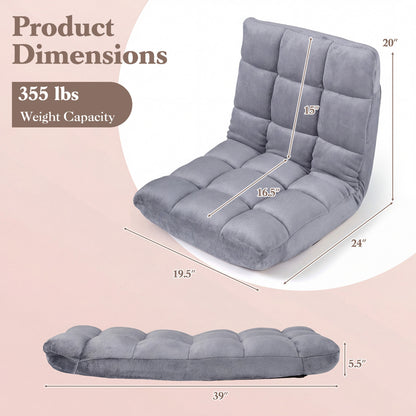 14-Position Adjustable Floor Chair with Padded Cushion
