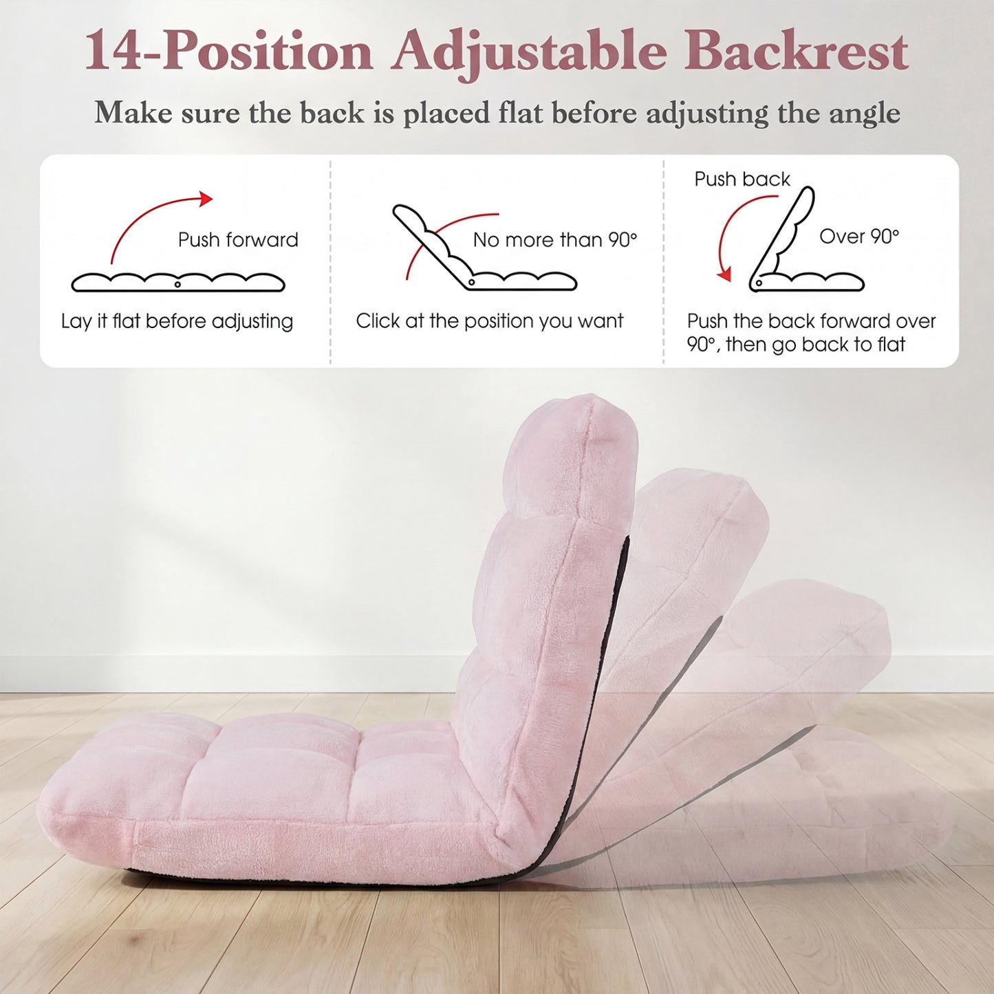 14-Position Adjustable Floor Chair with Padded Cushion