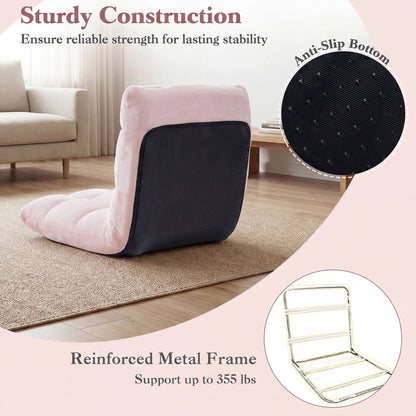 14-Position Adjustable Floor Chair with Padded Cushion