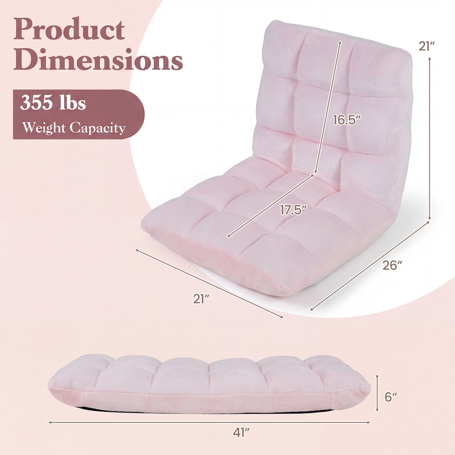 14-Position Adjustable Floor Chair with Padded Cushion