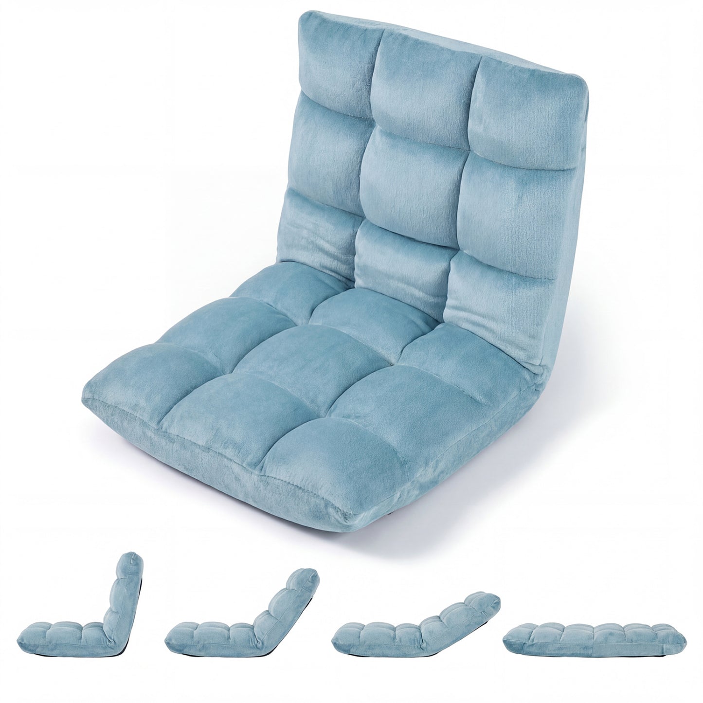 14-Position Adjustable Floor Chair with Padded Cushion