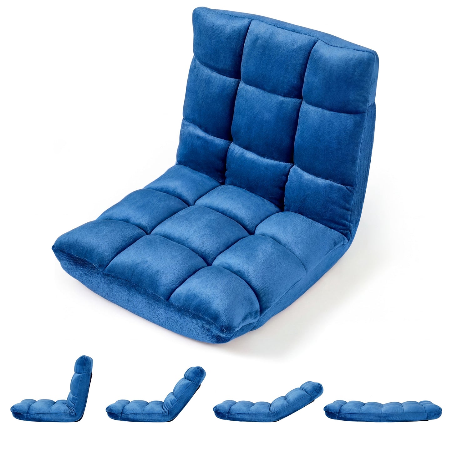14-Position Adjustable Floor Chair with Padded Cushion
