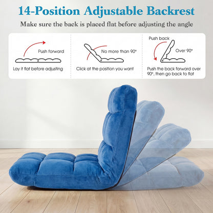 14-Position Adjustable Floor Chair with Padded Cushion