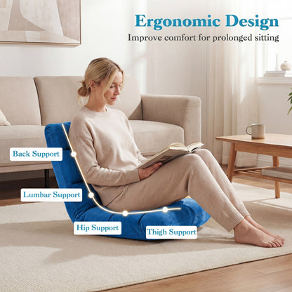 14-Position Adjustable Floor Chair with Padded Cushion