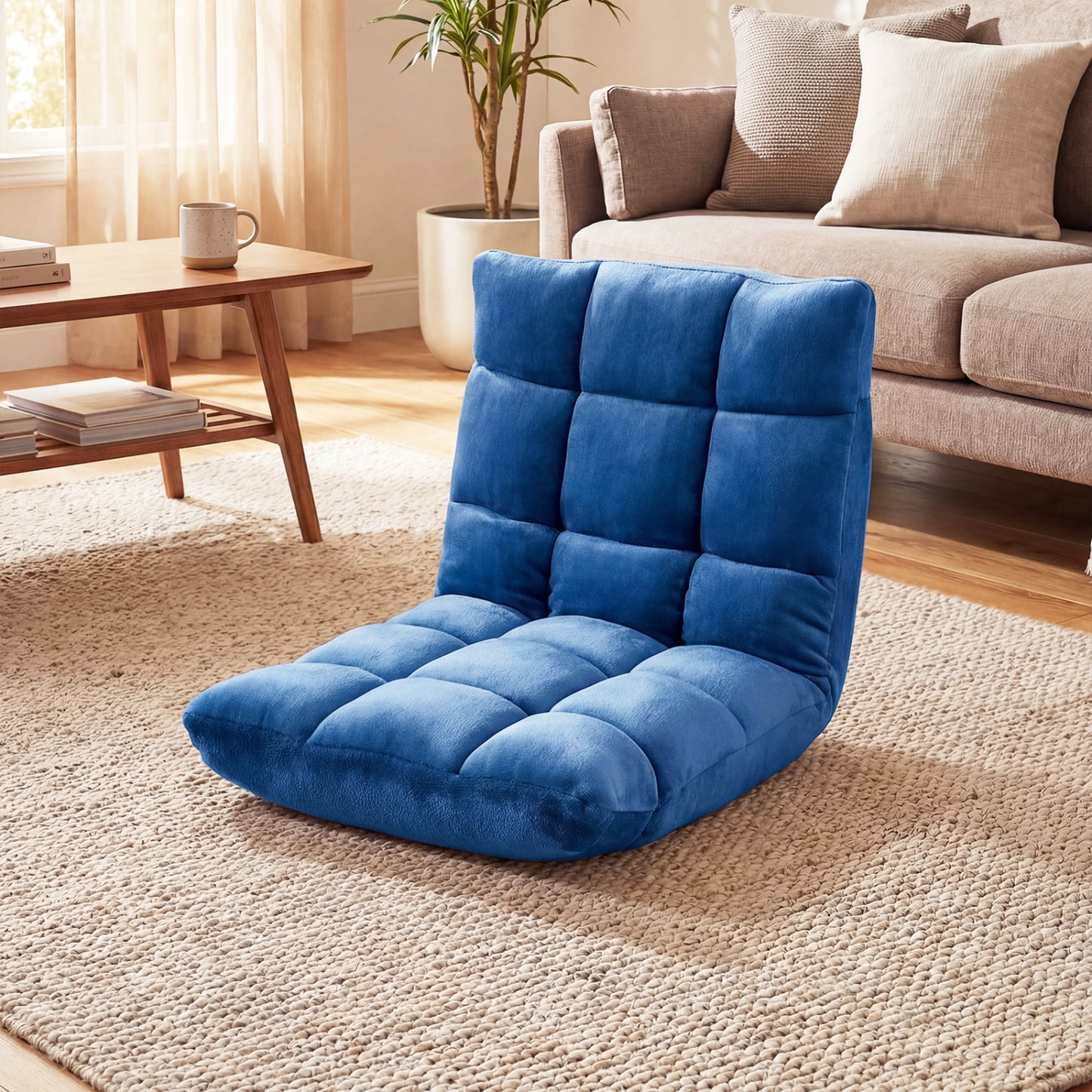 14-Position Adjustable Floor Chair with Padded Cushion