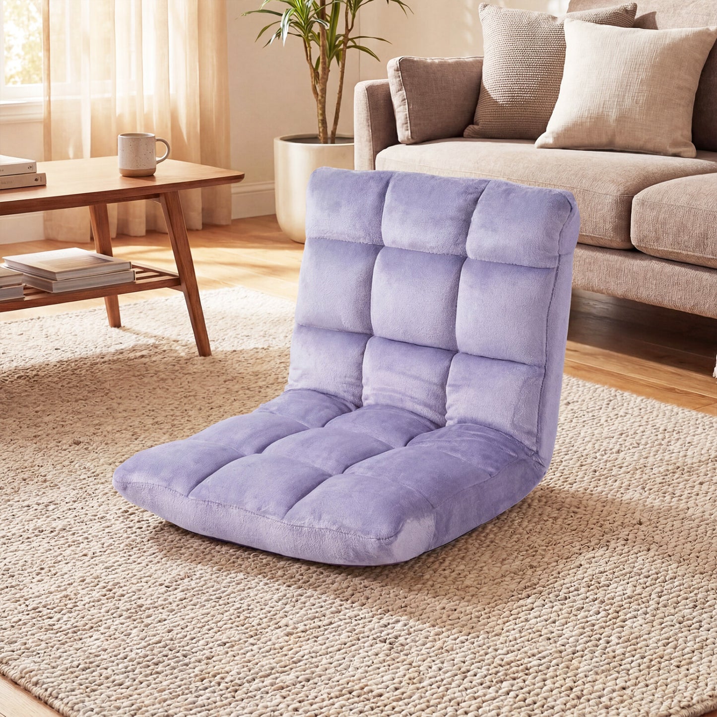14-Position Adjustable Floor Chair with Padded Cushion